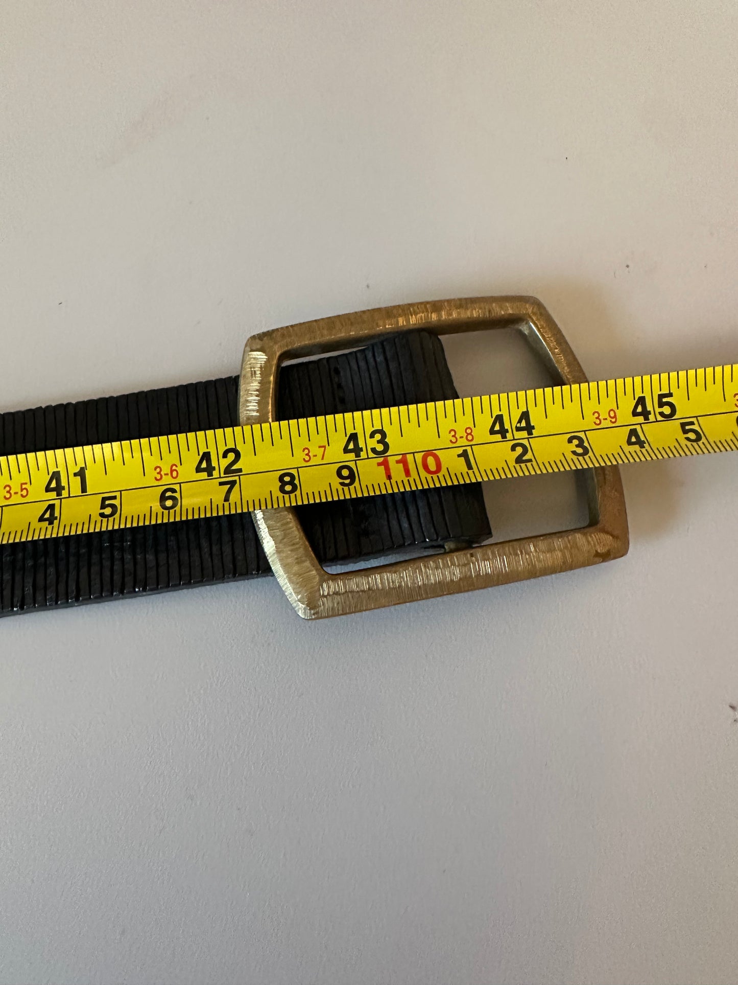 Streets Ahead Black Ribbed Leather Belt with Brass Hammered Buckle