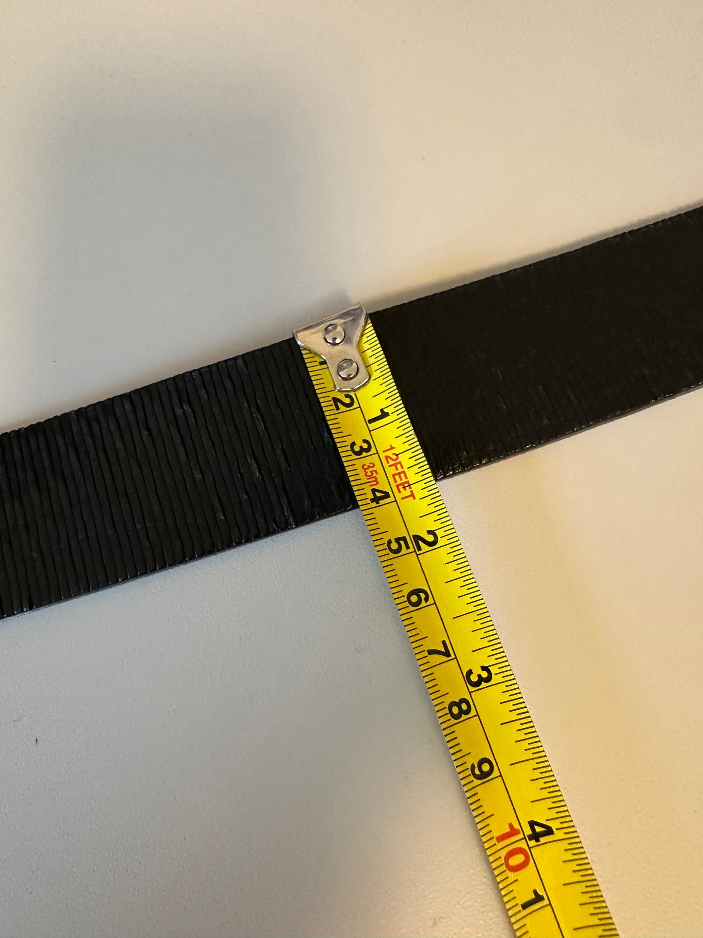 Streets Ahead Black Ribbed Leather Belt with Brass Hammered Buckle