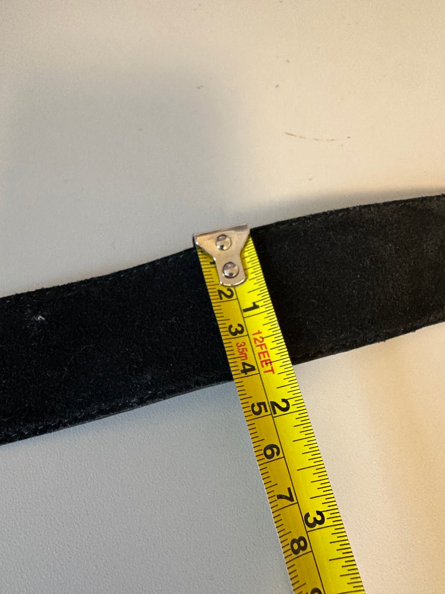 Black Suede Wide Triple Brass Ring Buckle Belt