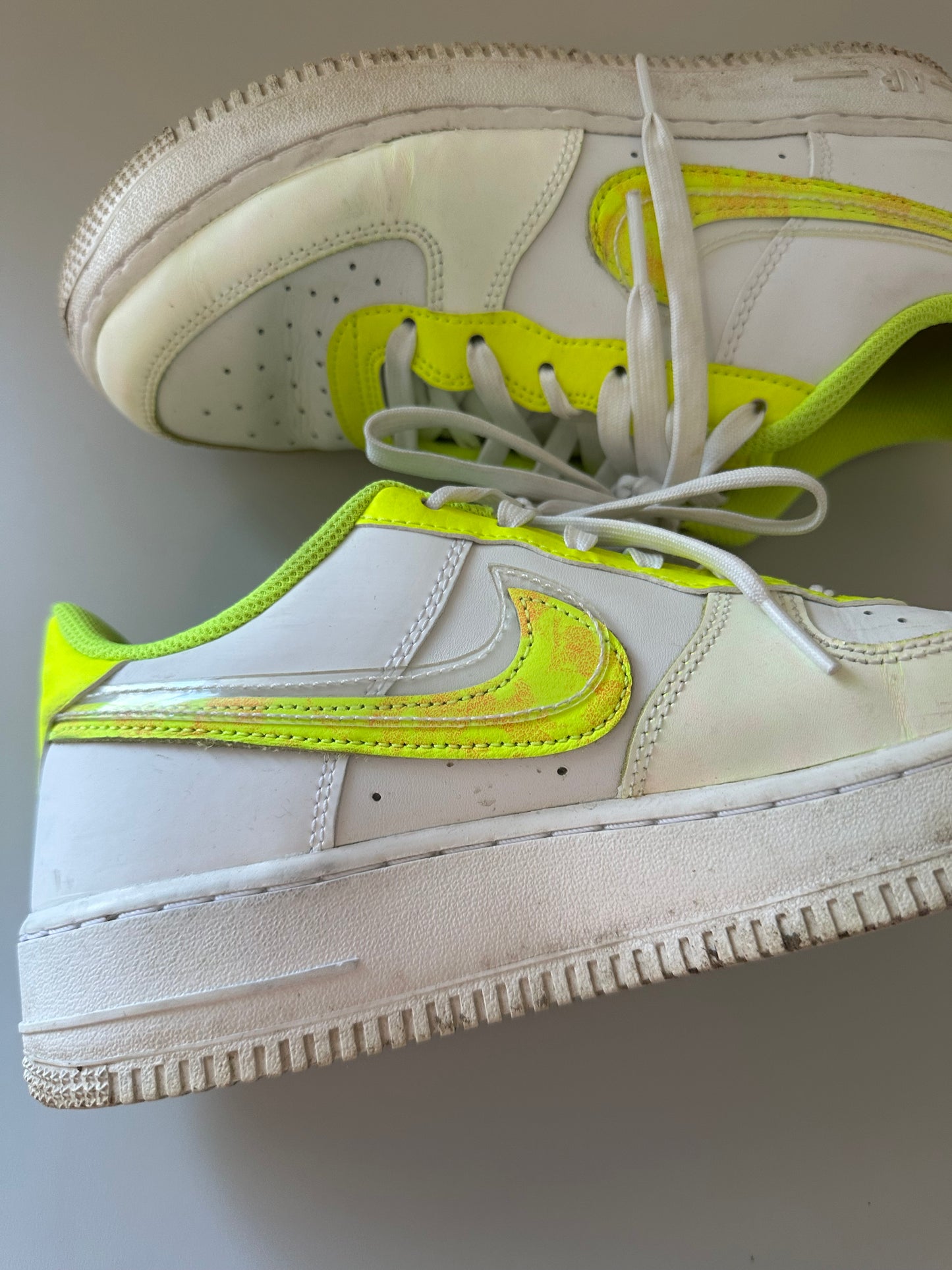 Nike Air Force 1 White Volt Sneaker Shoes | Size US 6.5Y