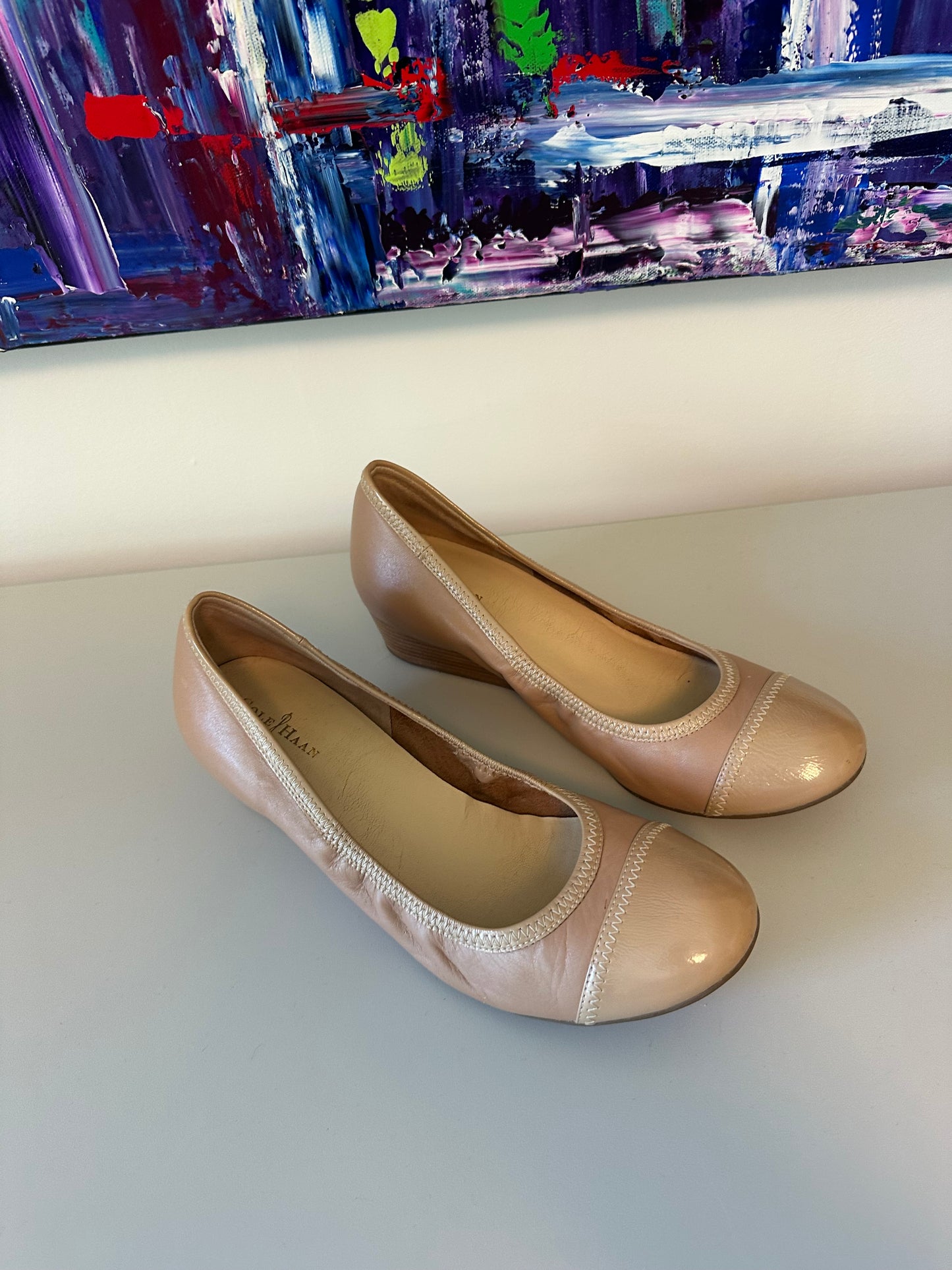 Cole Haan x Nike Air Leather Patent Cap Toe Low Wedge Pumps | Size 8.5