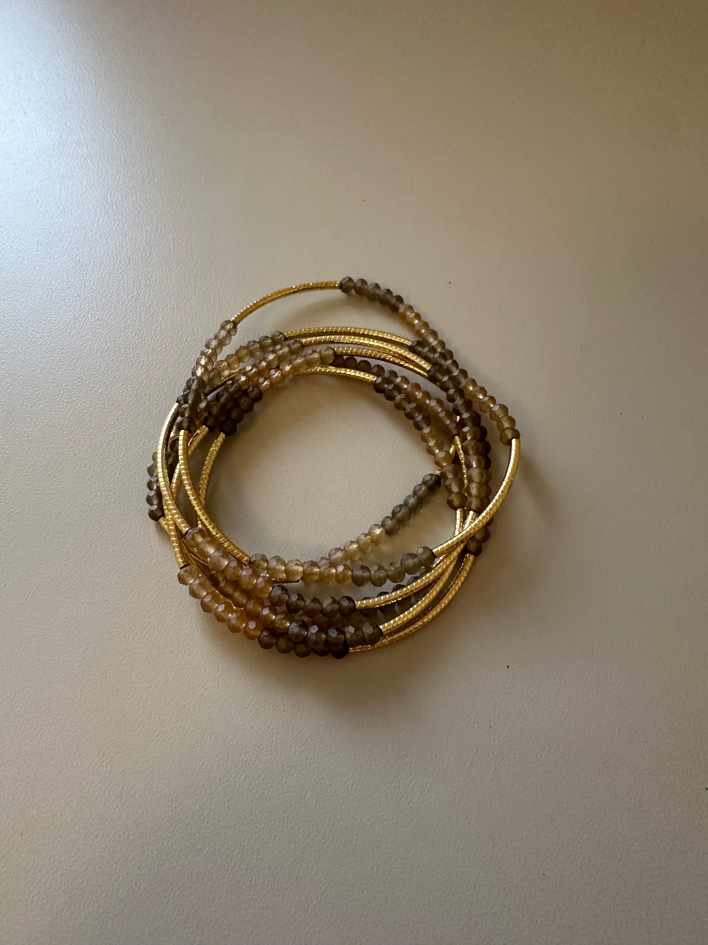 Beaded Stretch Gold Wrap Bracelet