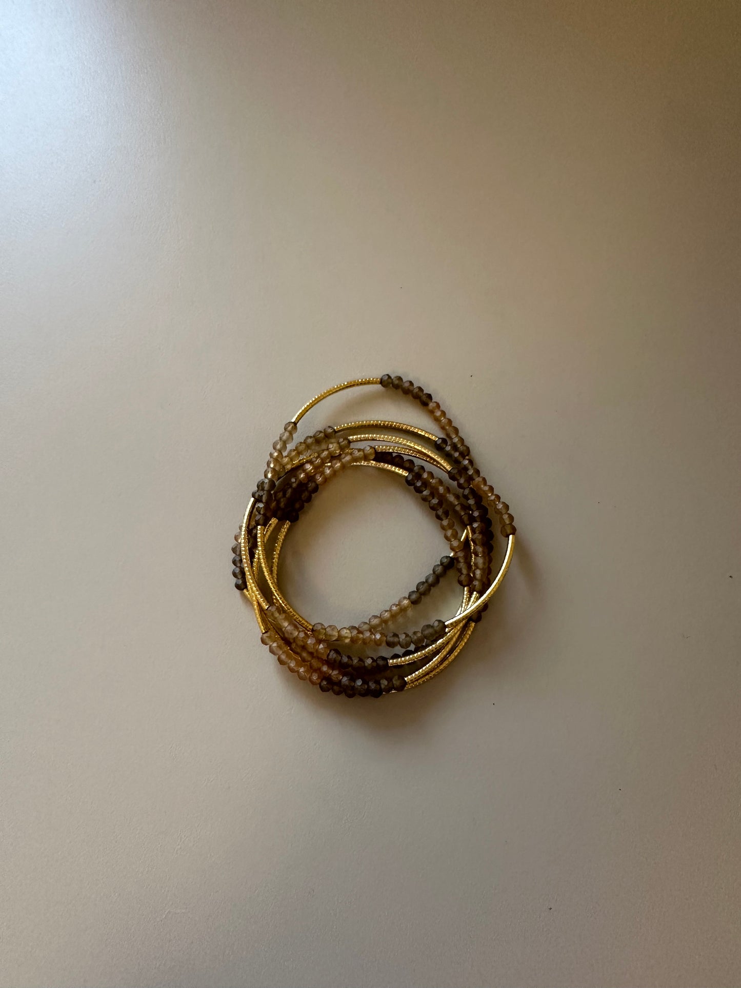 Beaded Stretch Gold Wrap Bracelet