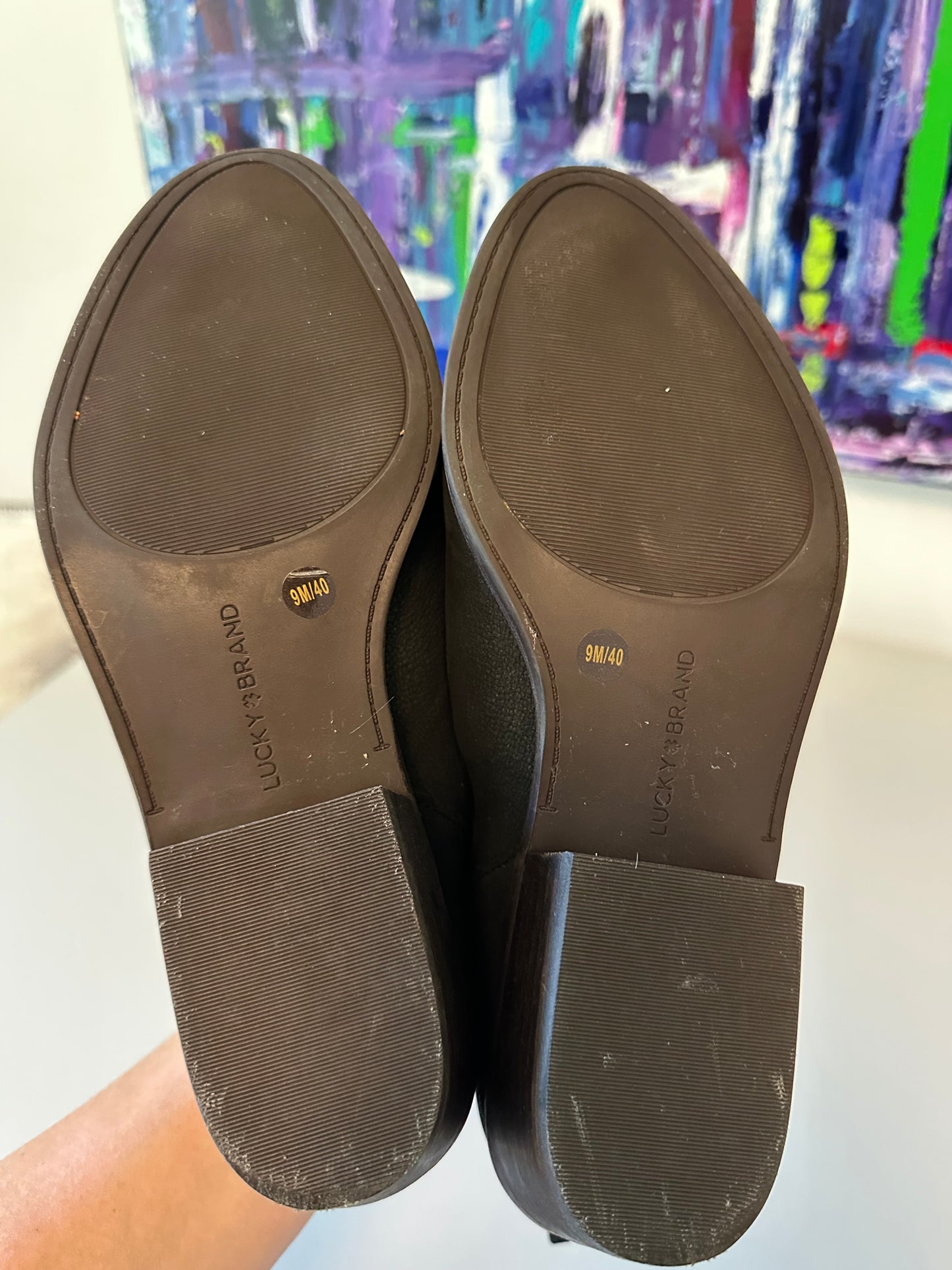Lucky Brand Black Leather Side Cutout Ankle Booties | Size 9