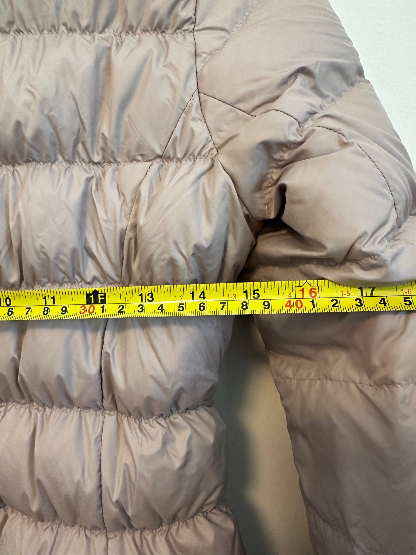 Athleta Mauve Asymmetrical Zip Funnel Neck Puffer Jacket | Size Medium