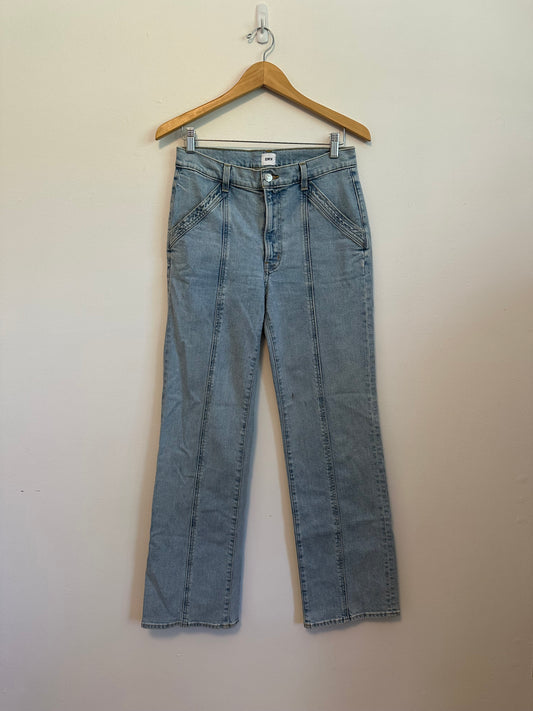 Edwin Light Wash High Rise Straight Leg Front Seam Utility Jeans | Size 28