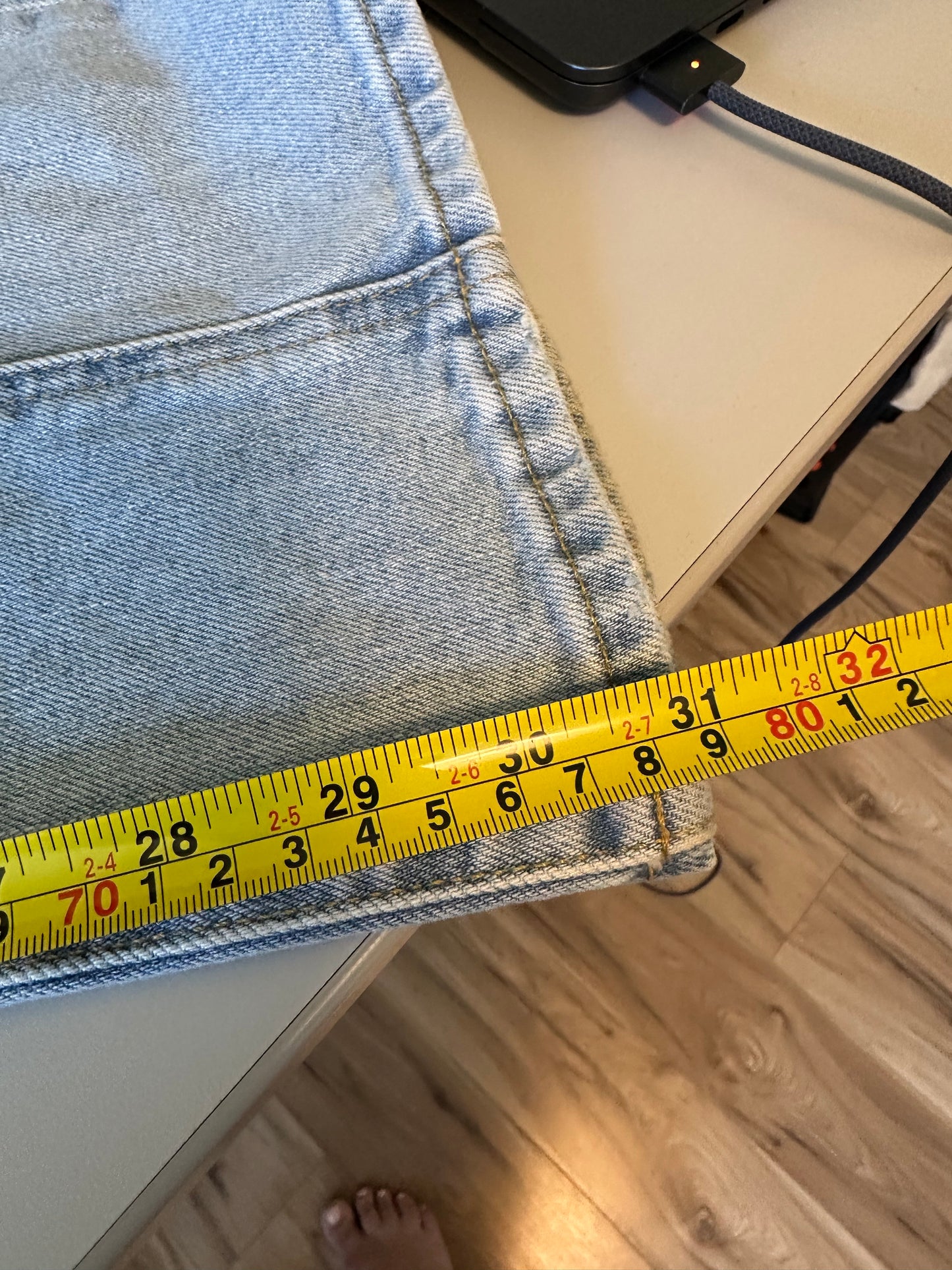Edwin Light Wash High Rise Straight Leg Front Seam Utility Jeans | Size 28