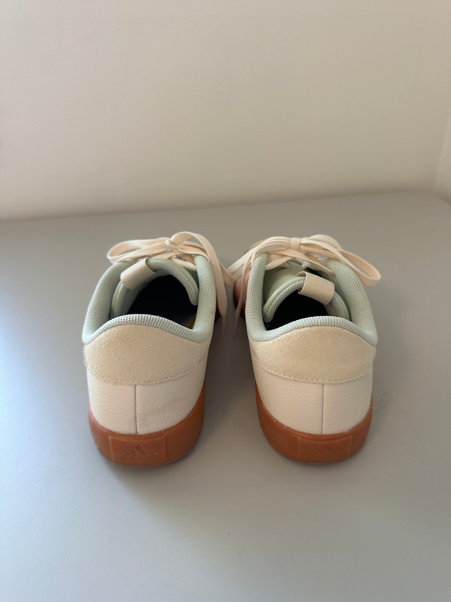 Adidas VL Court 3.0 Sneakers in Cream and Pink with Gum Sole Colorway | Size 7.5