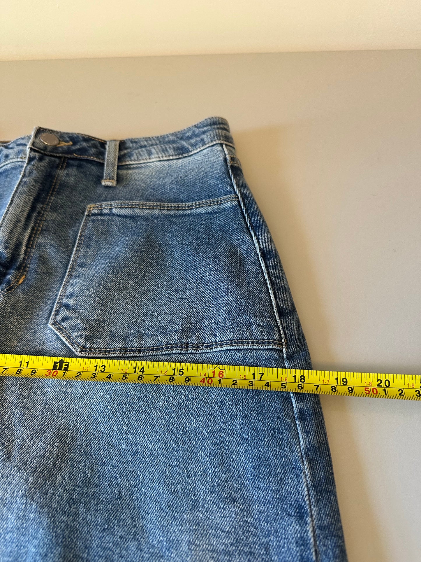 Just Black Denim High Rise Front Slit Jean Skirt | Size Medium