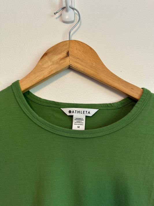 Athleta Green Supima Cotton Blend Long Sleeve Crew Neck T-Shirt | Size Medium