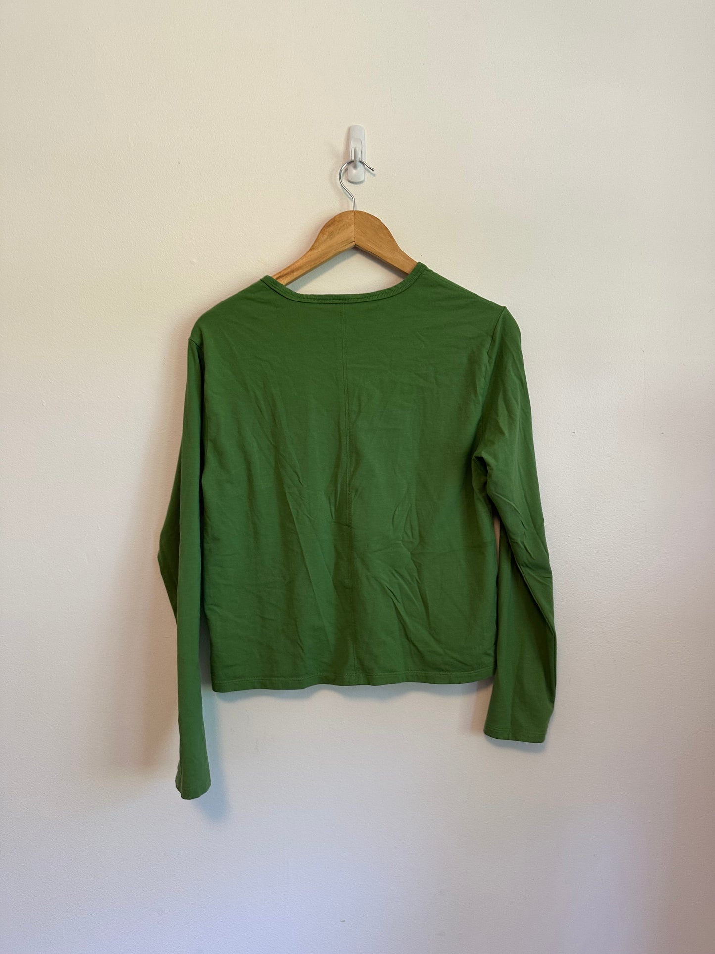 Athleta Green Supima Cotton Blend Long Sleeve Crew Neck T-Shirt | Size Medium