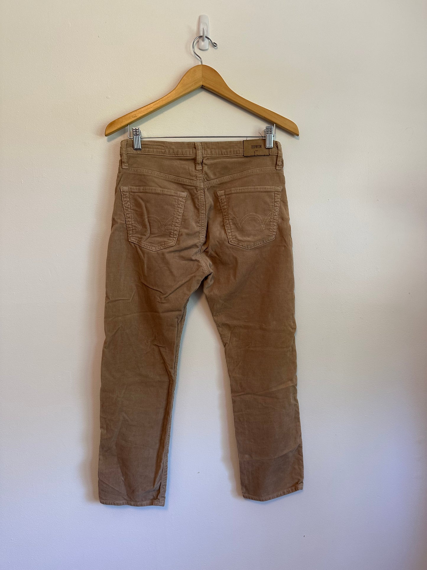 Edwin Elin Crop Straight Corduroy Pants in Camel Brown | Size 27