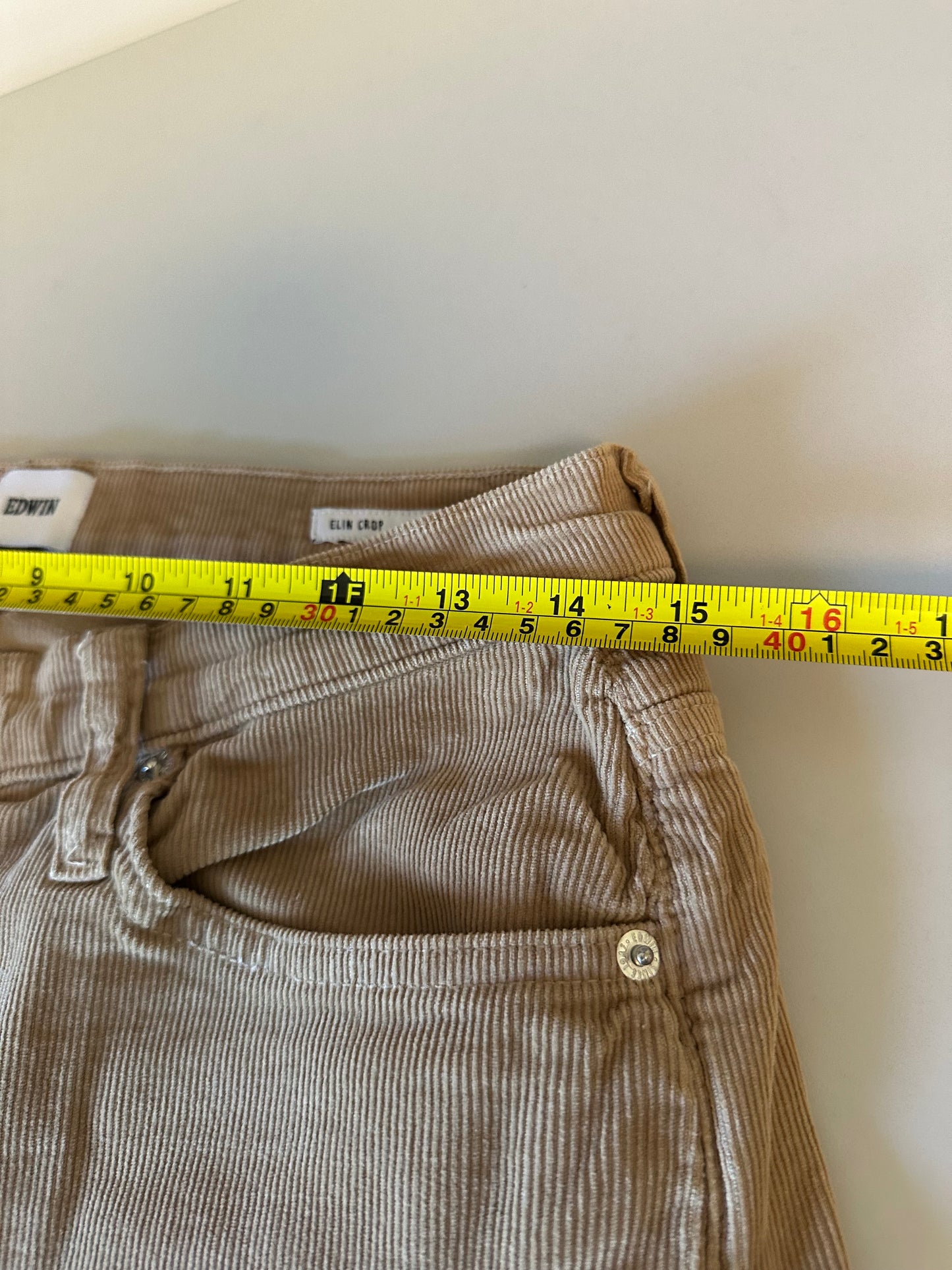 Edwin Elin Crop Straight Corduroy Pants in Camel Brown | Size 27