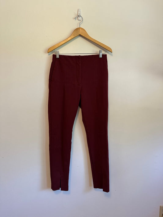 Ann Taylor Seam Detail Vented Hem Ankle Pants in Burgundy | Size 6