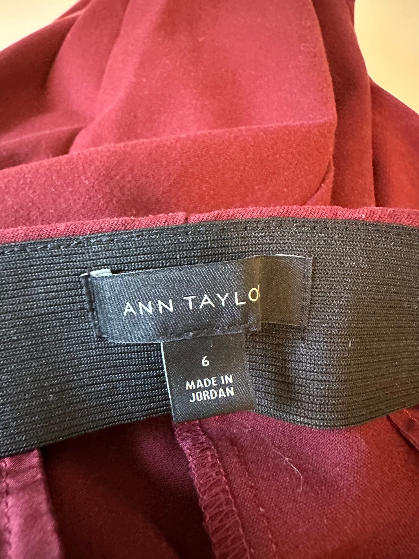 Ann Taylor Seam Detail Vented Hem Ankle Pants in Burgundy | Size 6