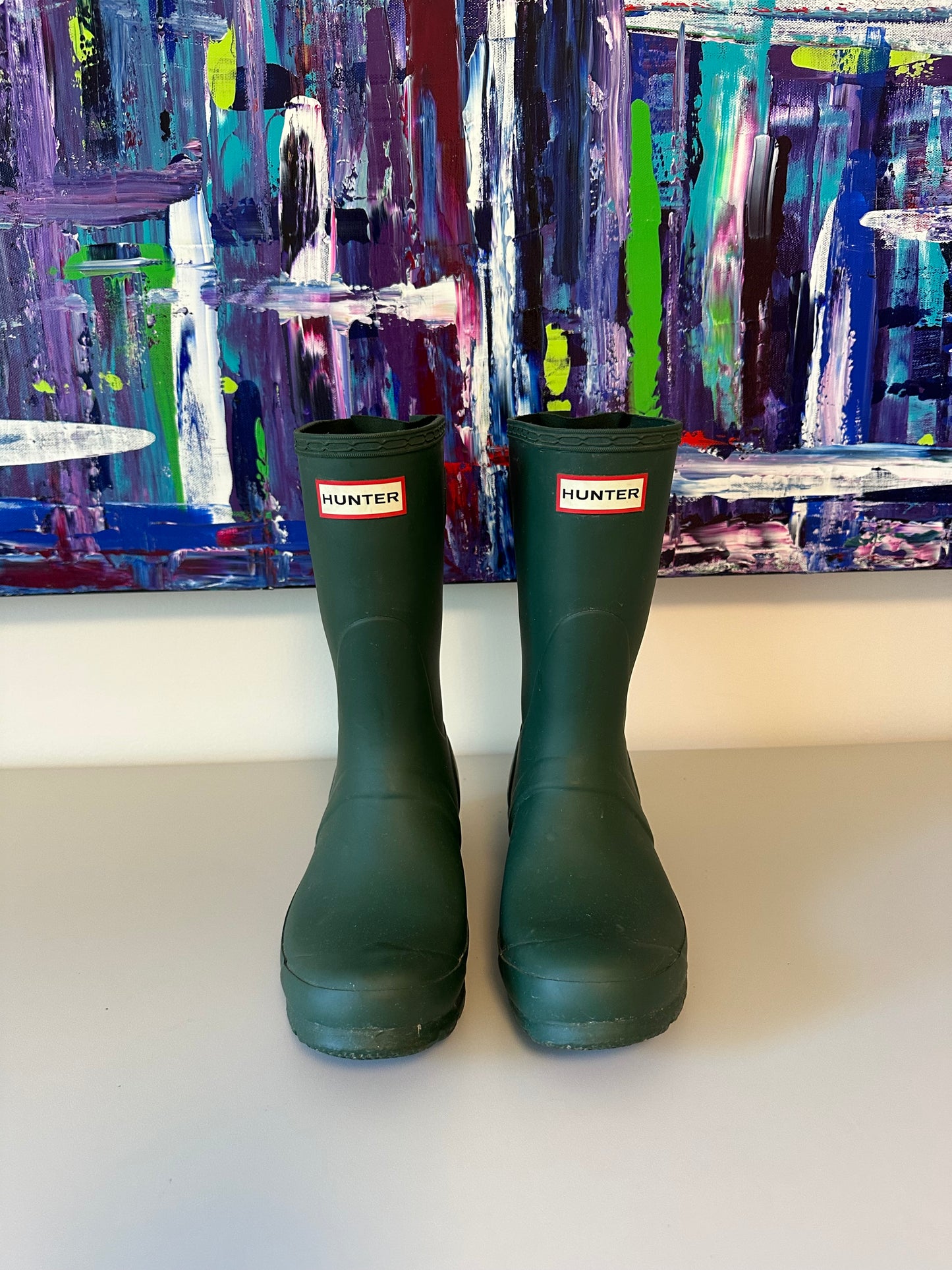 Hunter Original Short Back Adjustable Rain Boots in Hunter Green Matte | Size 6