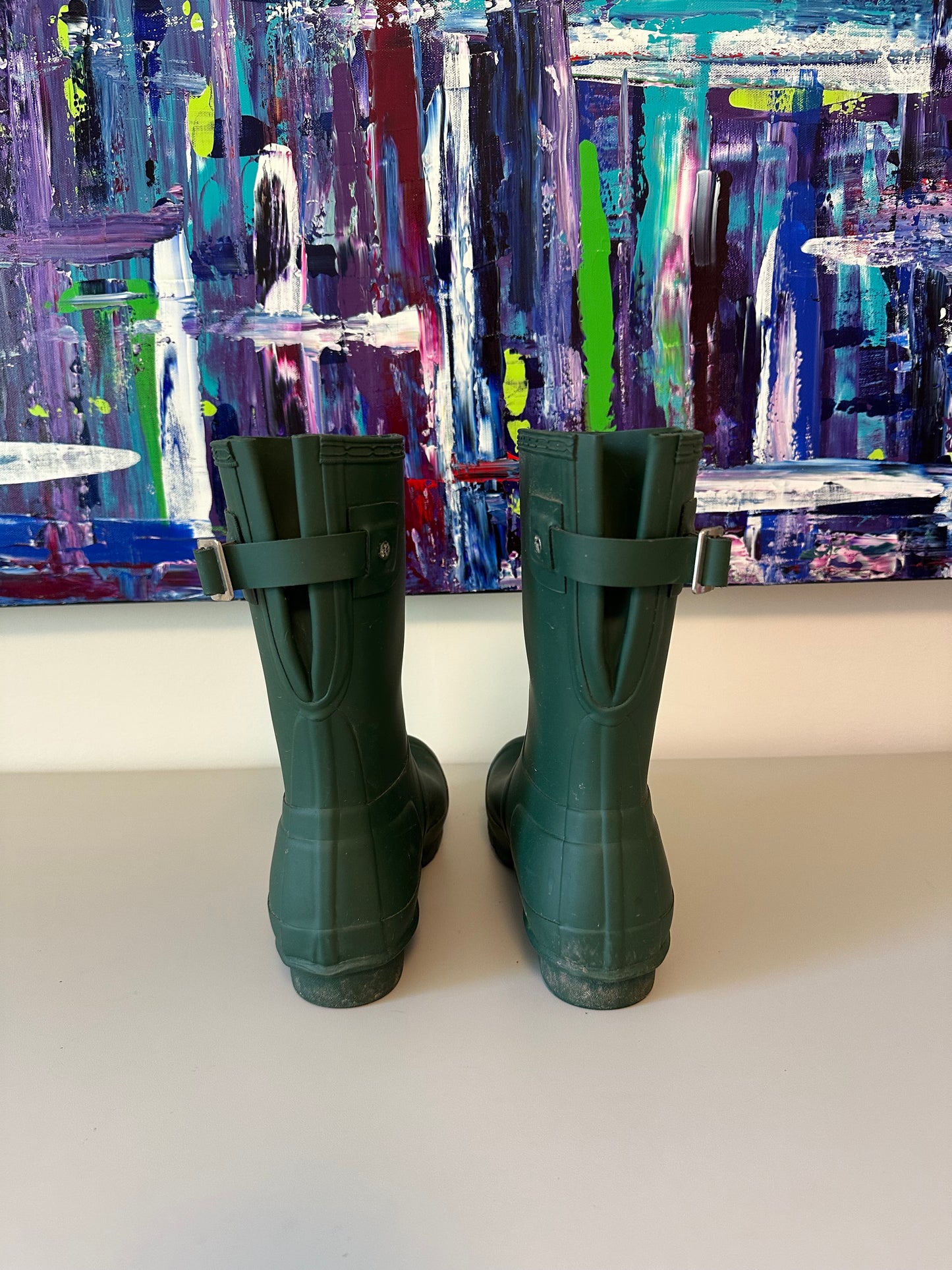 Hunter Original Short Back Adjustable Rain Boots in Hunter Green Matte | Size 6