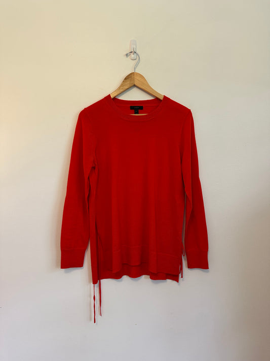 J. Crew Red 100% Merino Wool Side Tie Sweater | Size Medium