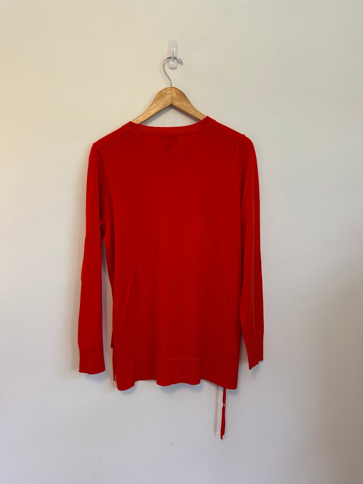J. Crew Red 100% Merino Wool Side Tie Sweater | Size Medium