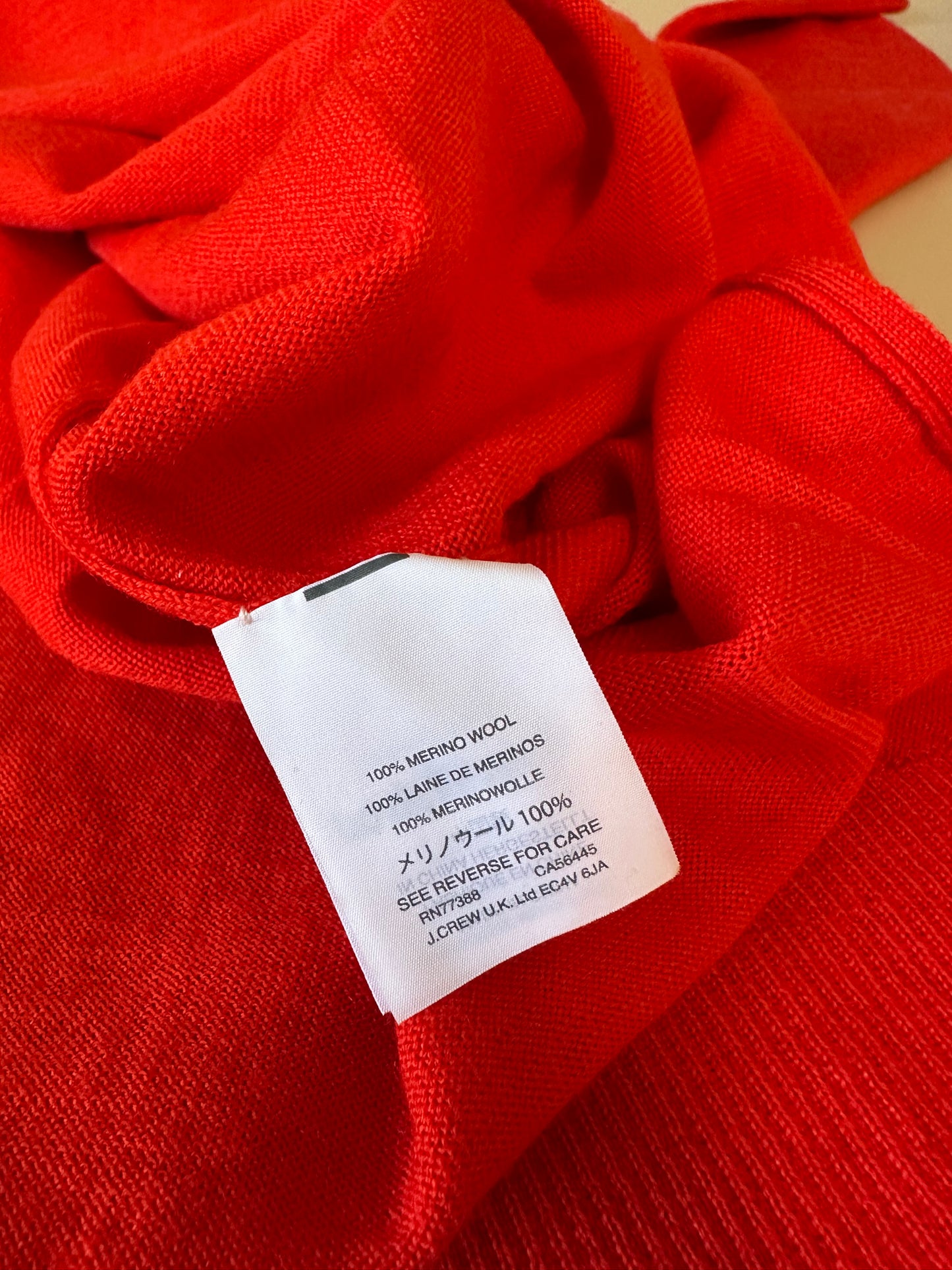 J. Crew Red 100% Merino Wool Side Tie Sweater | Size Medium