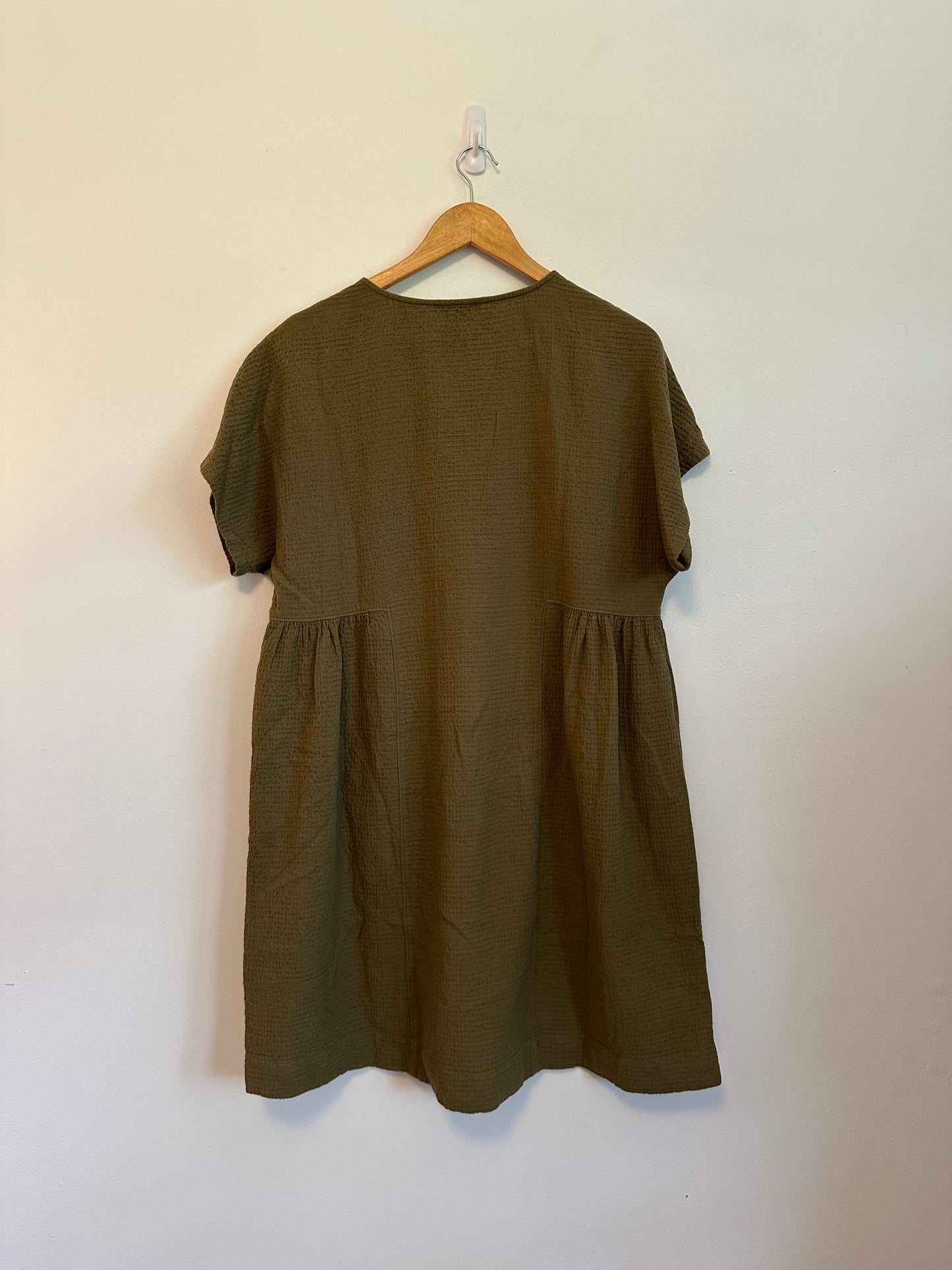 Madewell Olive Green Crinkle Gauze Dolman-Sleeve Mini Dress | Size Medium