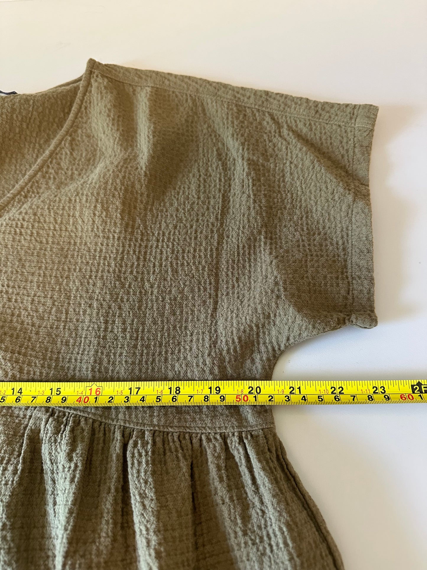 Madewell Olive Green Crinkle Gauze Dolman-Sleeve Mini Dress | Size Medium