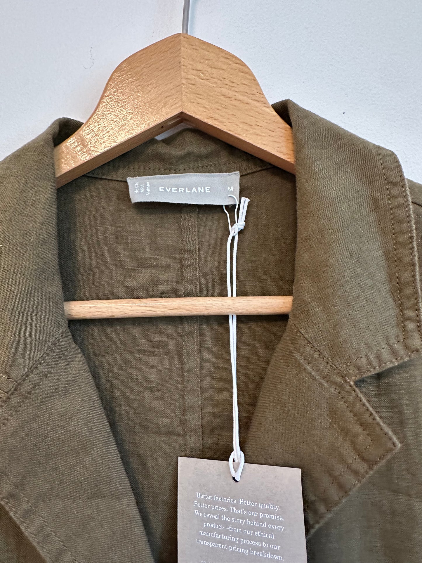NWT Everlane The Linen Workwear Dress in Olive Green | Size Medium