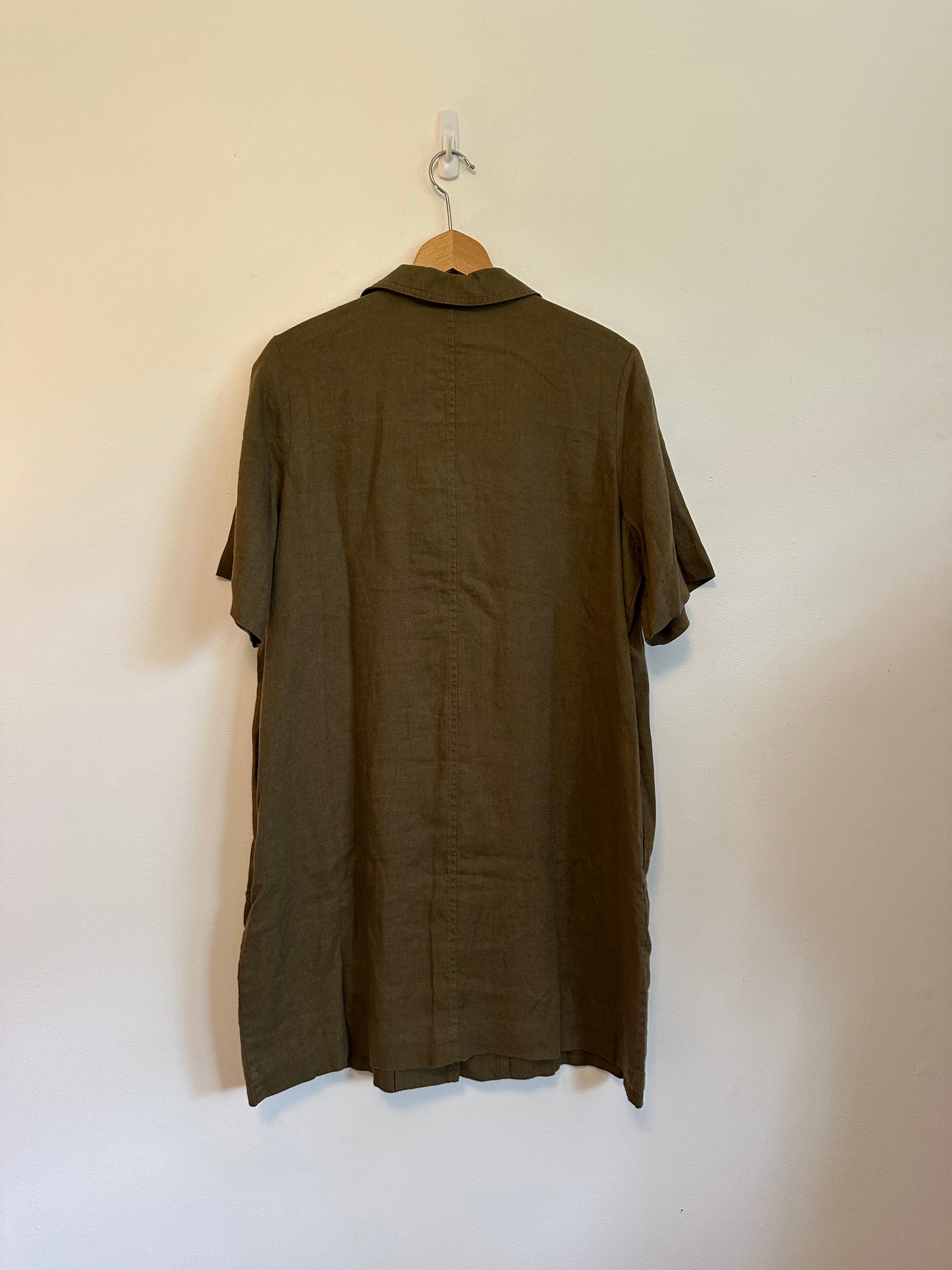 NWT Everlane The Linen Workwear Dress in Olive Green | Size Medium