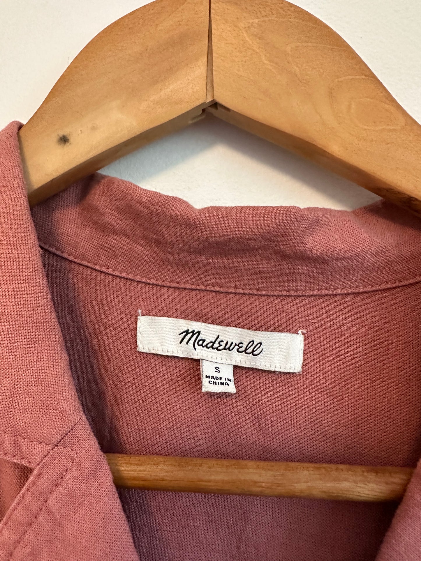 Madewell Short Sleeve Linen Blend Camp Shirt in Terracotta Rose | Size Small