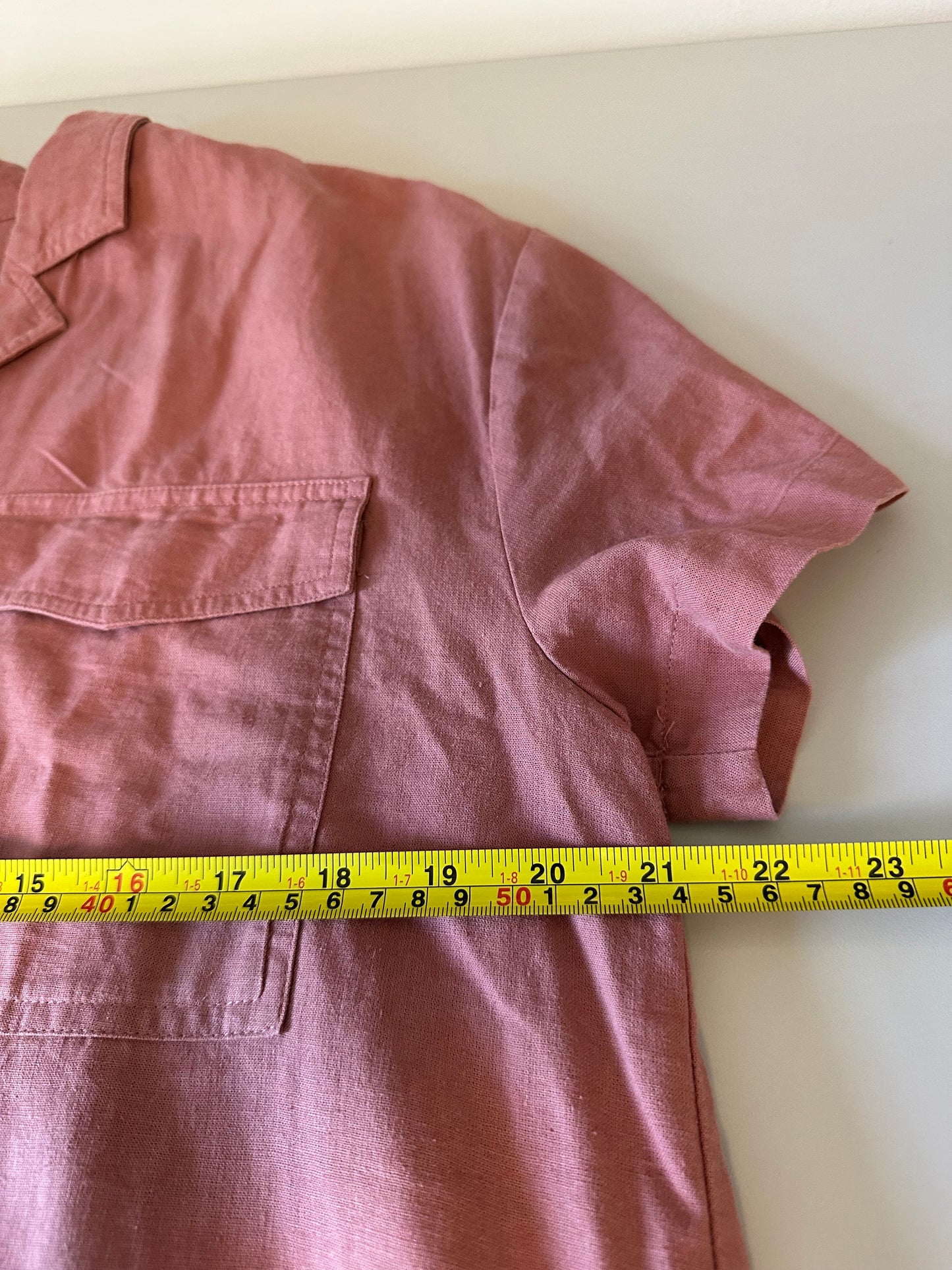 Madewell Short Sleeve Linen Blend Camp Shirt in Terracotta Rose | Size Small