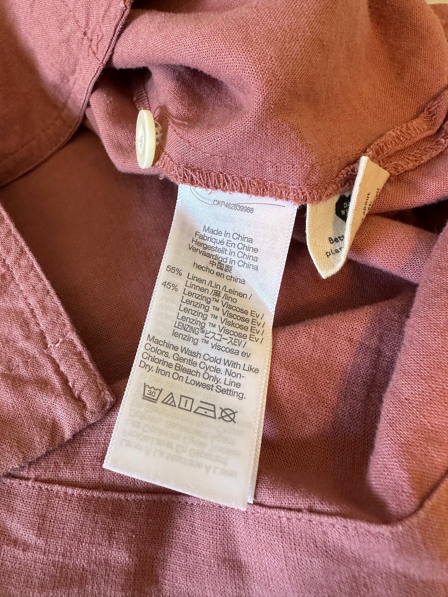 Madewell Short Sleeve Linen Blend Camp Shirt in Terracotta Rose | Size Small