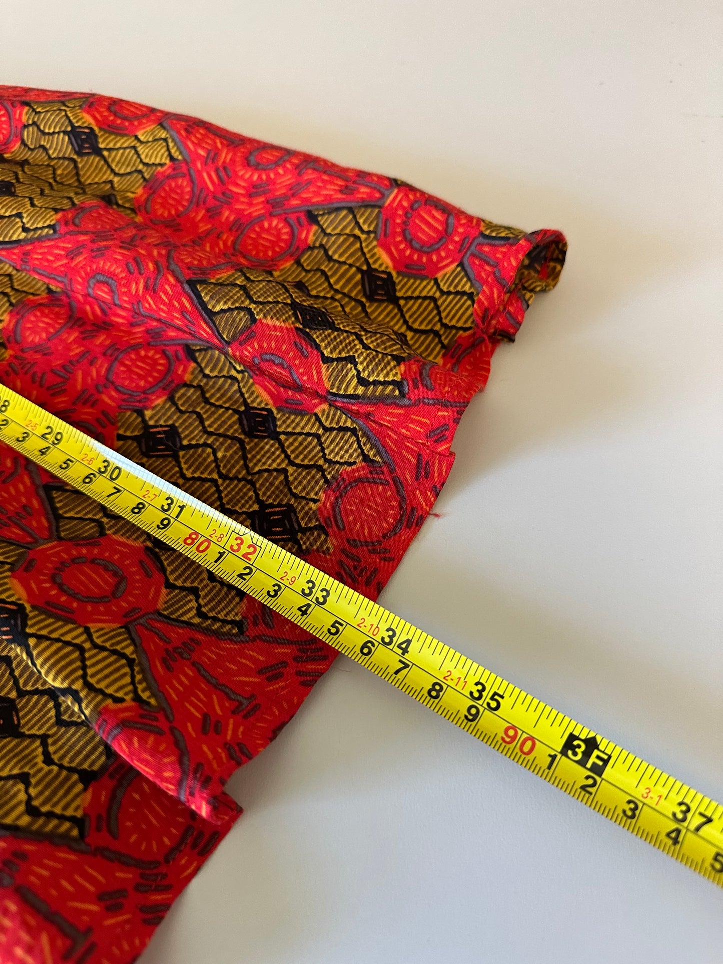 Free People Red and Gold Print Open Back Mini Dress | Size Small