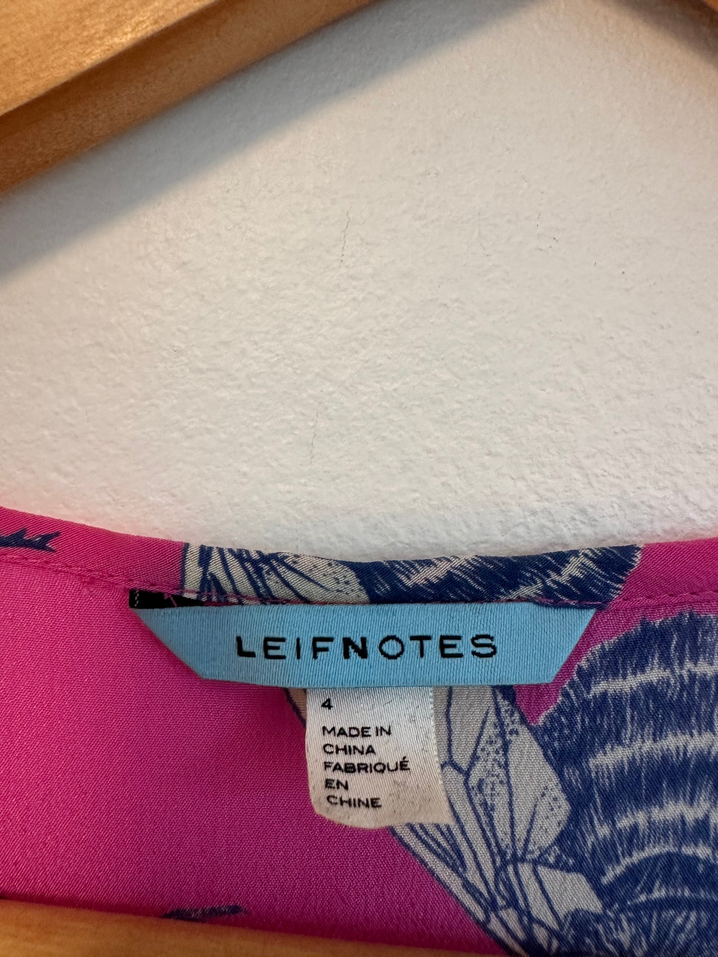 Leifnotes x Anthropologie Pink Silk Bee Print Twist Front Blouse | Size 4