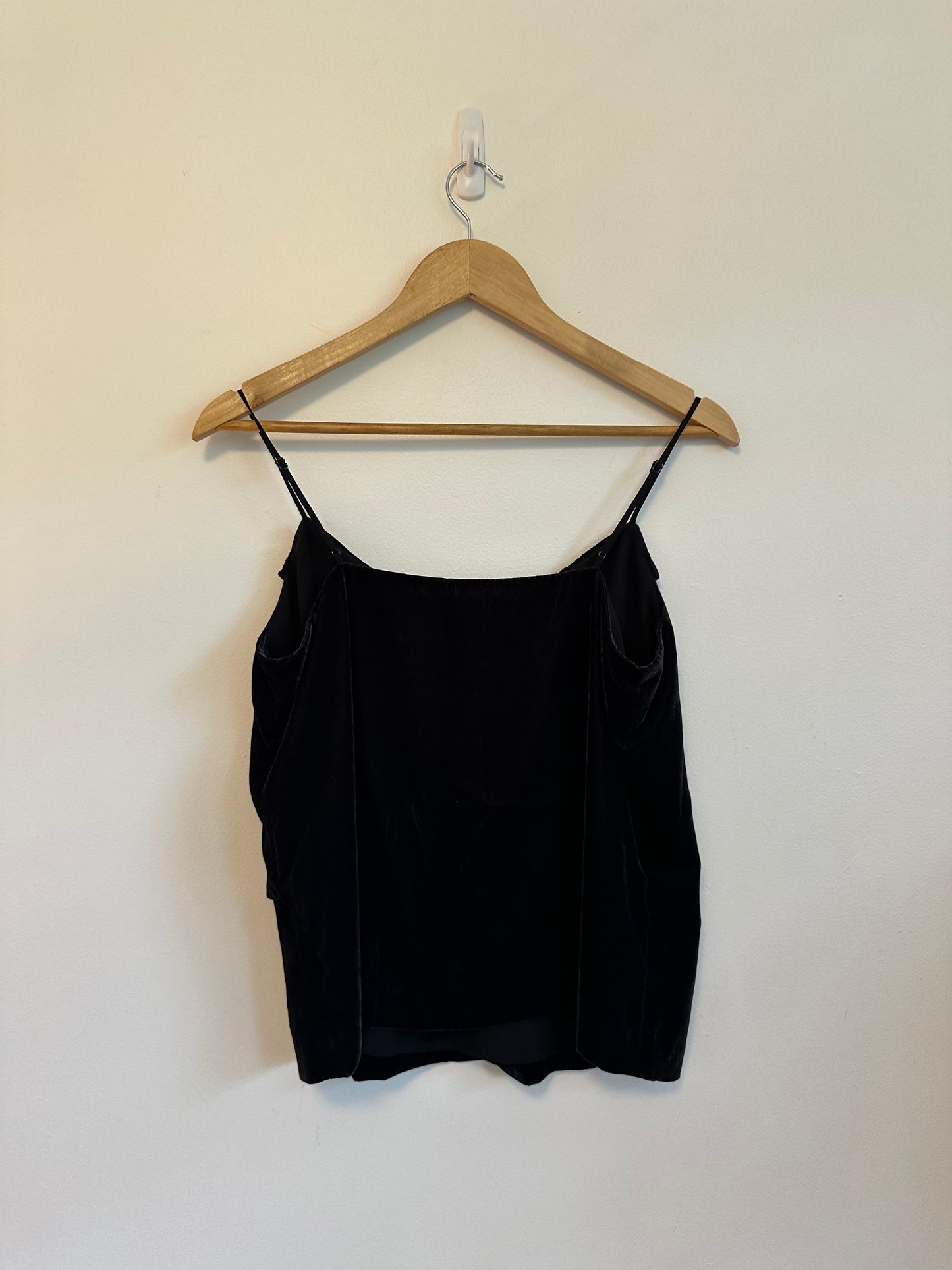 J. Crew Black Velvet Ruffle Wrap Camisole Top | Size 8 Petite