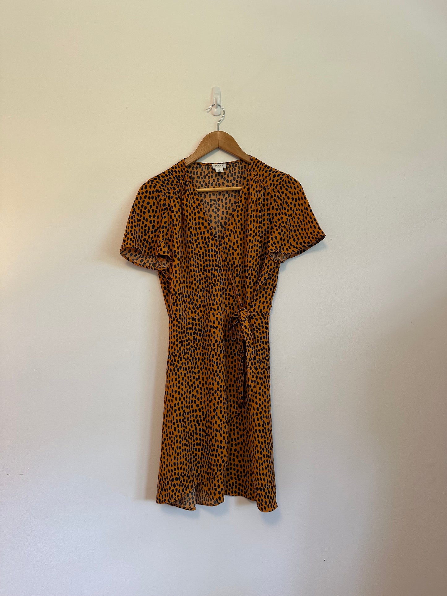 J. Crew Animal Print Short Sleeve Wrap Dress | Size 8