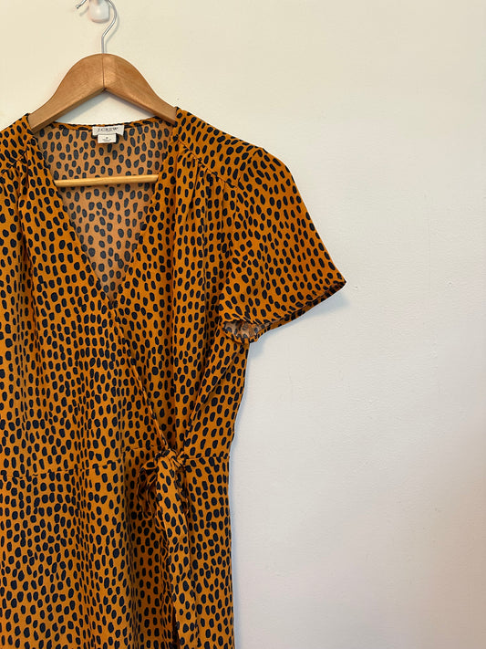 J. Crew Animal Print Short Sleeve Wrap Dress | Size 8