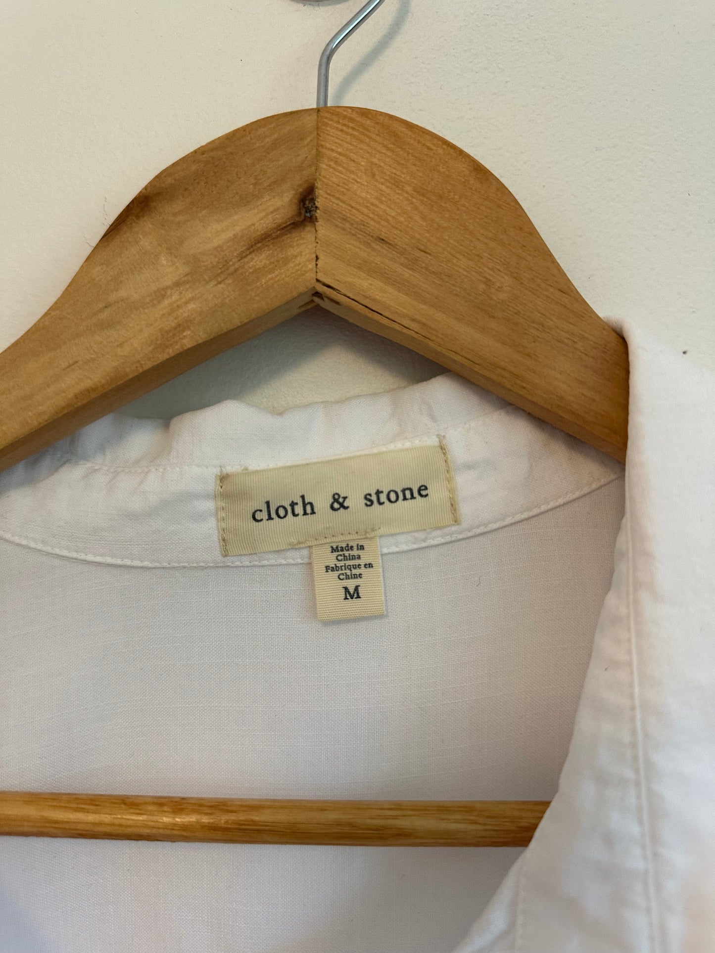 Cloth & Stone Cotton Long Sleeve Button Down Blouse in White | Size Medium