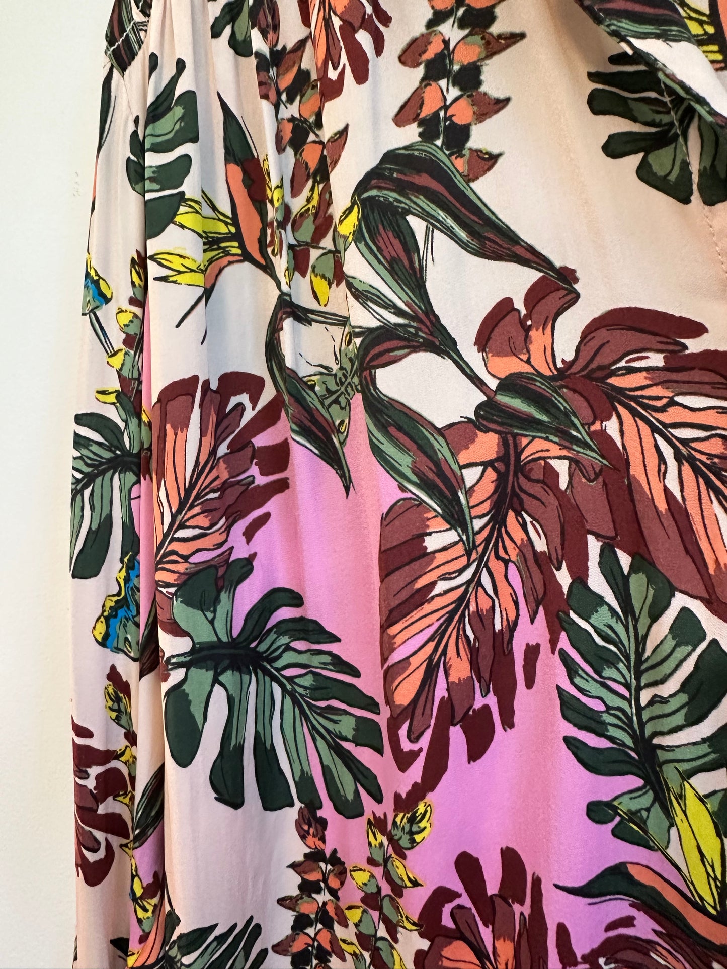 Free People Tropical Palm Butterfly Print Button Down Blouse | Size Small