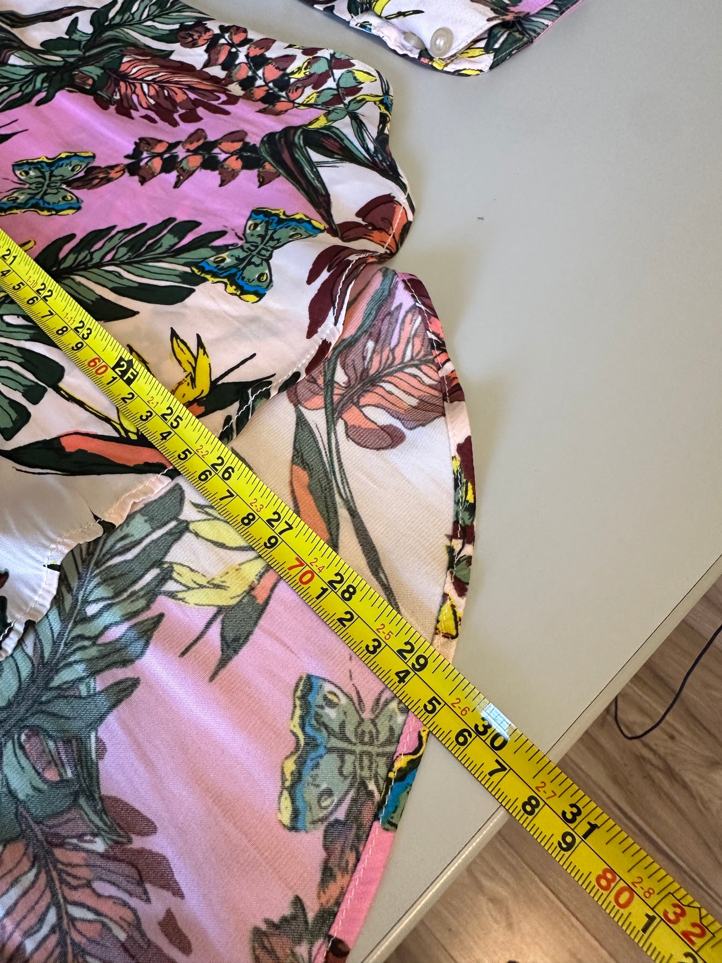 Free People Tropical Palm Butterfly Print Button Down Blouse | Size Small