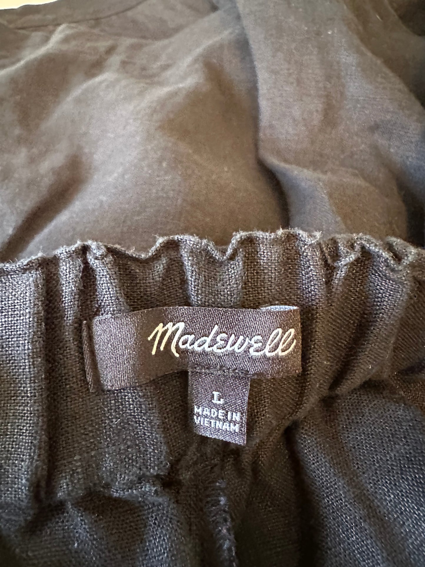 Madewell Clean Pull-On Shorts in 100% Linen - Black | Size Large