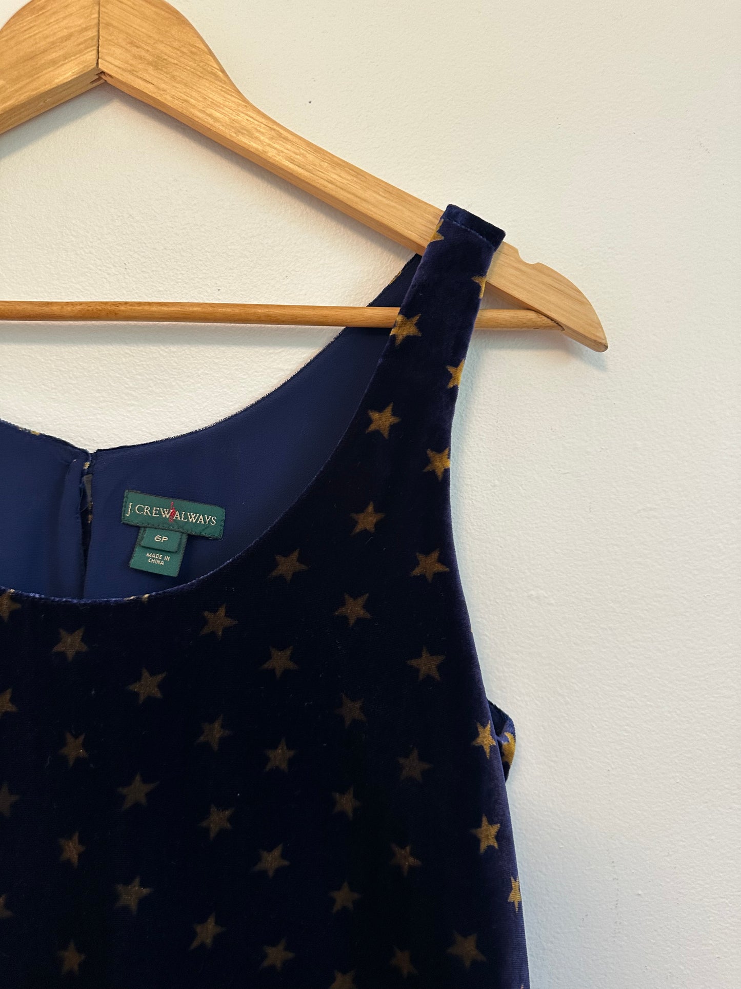 J. Crew Always Navy Velvet Gold Star Sleeveless Tank Top | Size 6 Petite