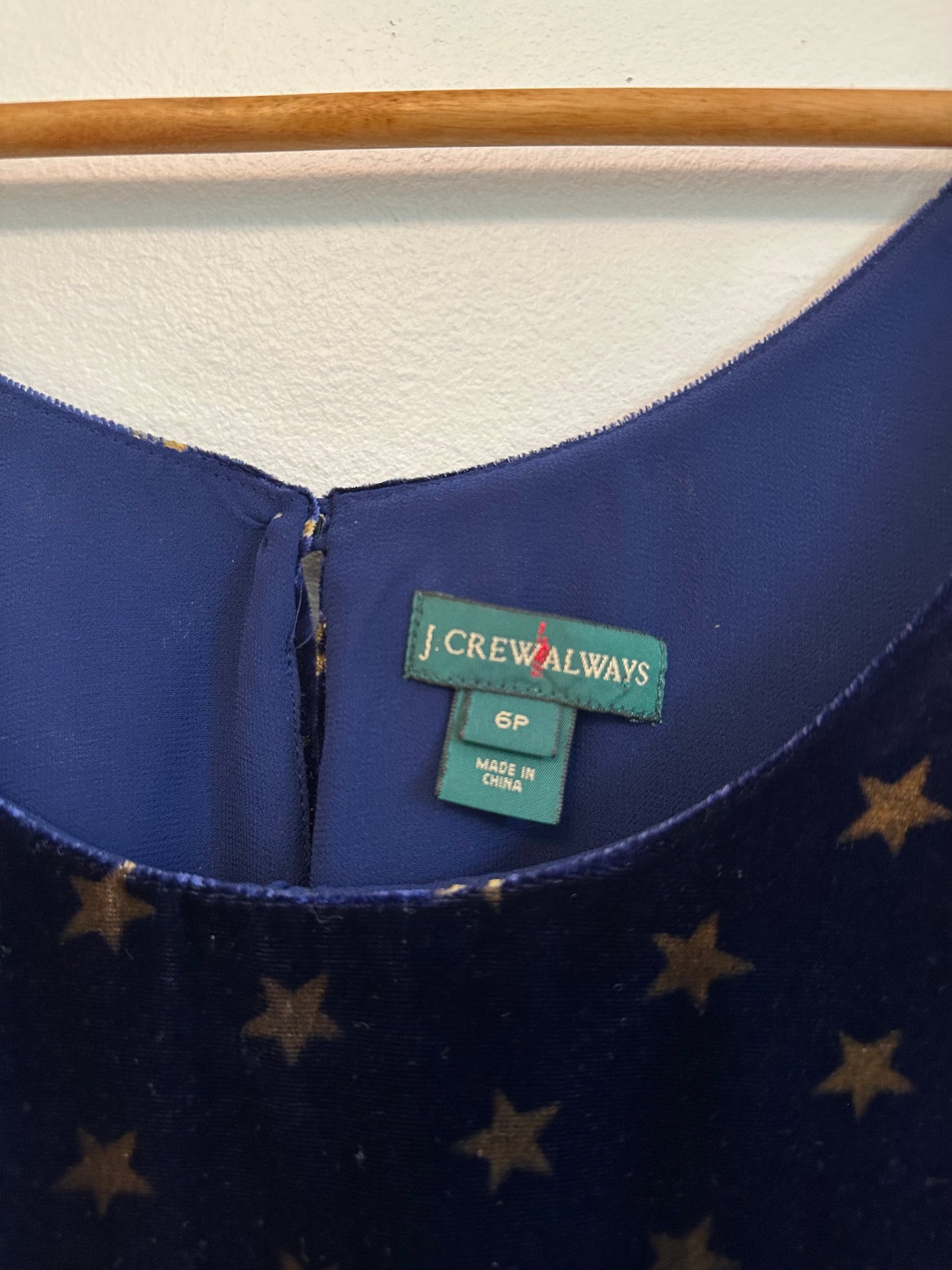 J. Crew Always Navy Velvet Gold Star Sleeveless Tank Top | Size 6 Petite