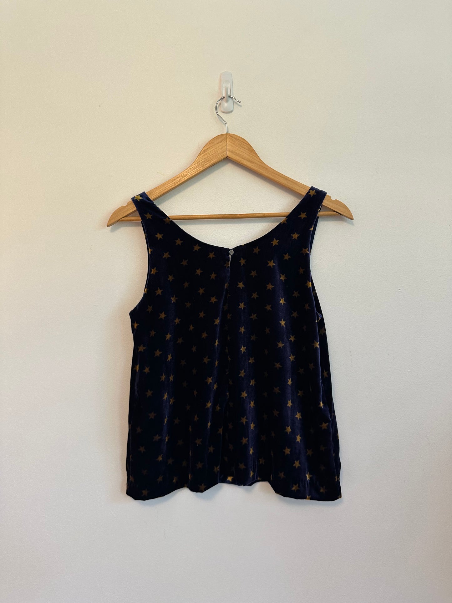 J. Crew Always Navy Velvet Gold Star Sleeveless Tank Top | Size 6 Petite