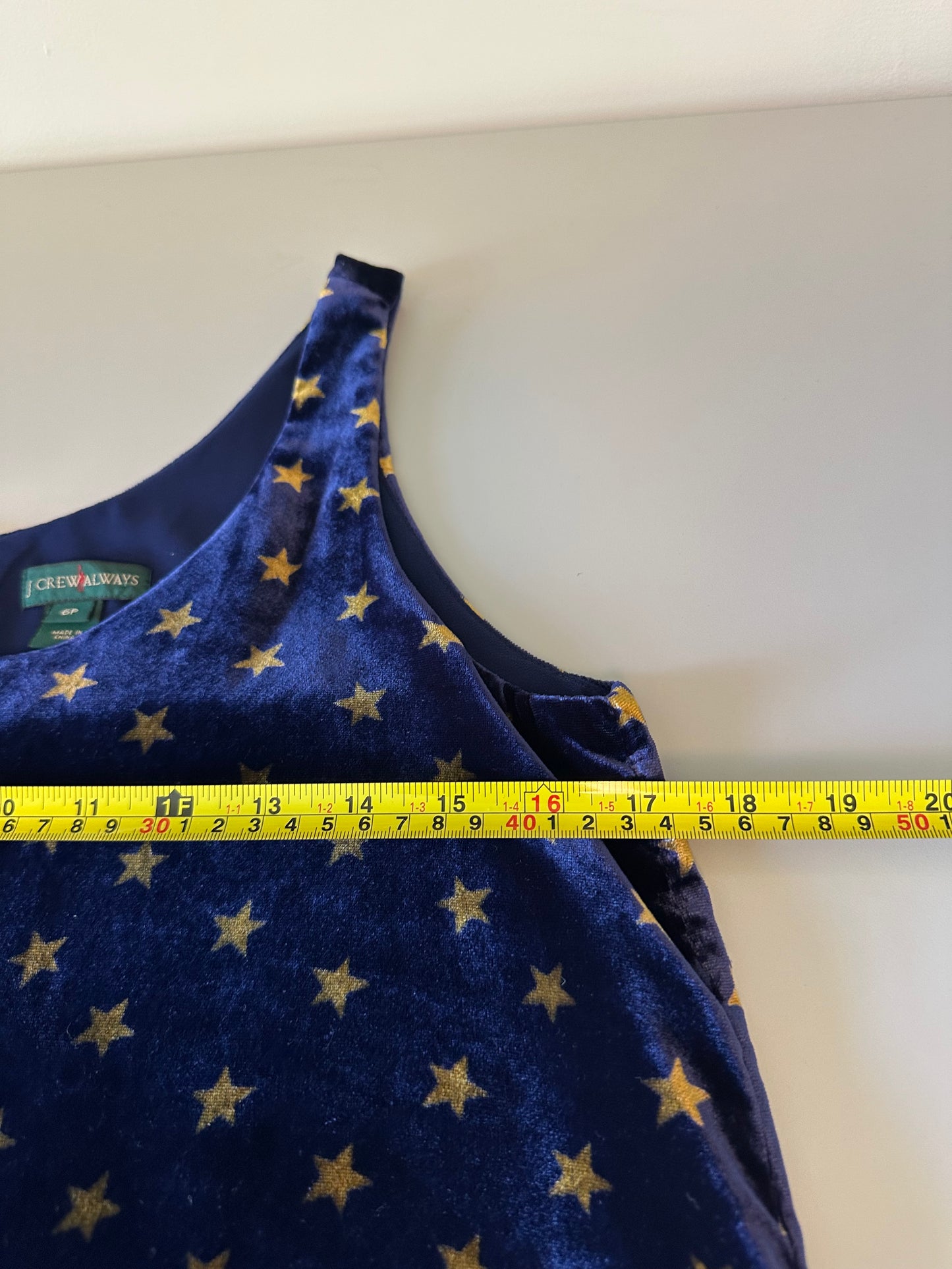J. Crew Always Navy Velvet Gold Star Sleeveless Tank Top | Size 6 Petite