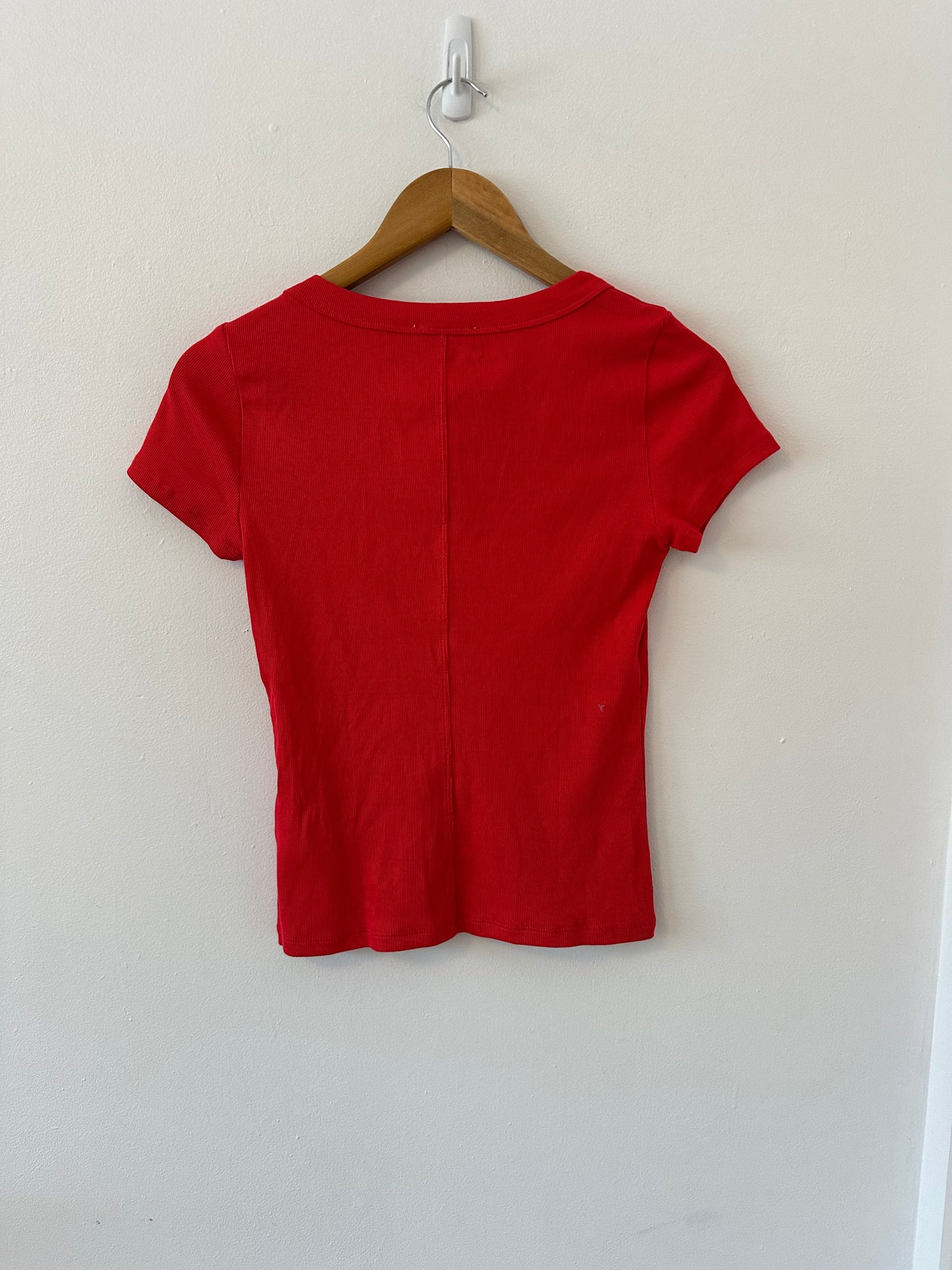 NWT Madewell Cotton Ribbed Scoopneck Tee in Red | Size Small