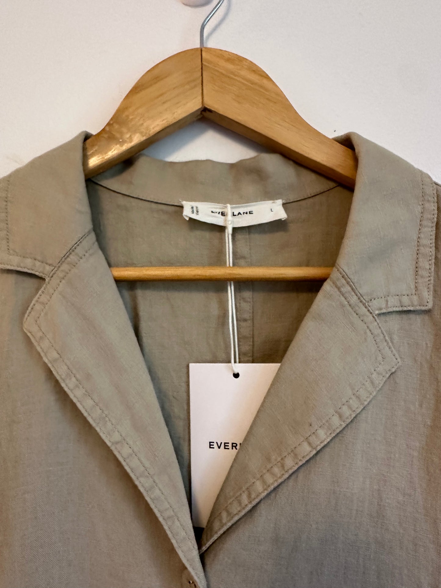 NWT Everlane The Shirtdress in Linen - Trench Coat Khaki | Size Large