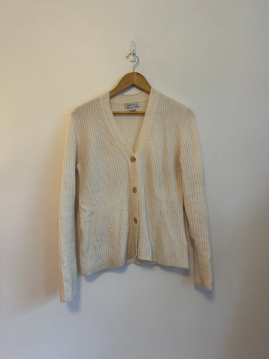 Athleta Layover Cardigan in Ivory Merino Wool Blend | Size Medium