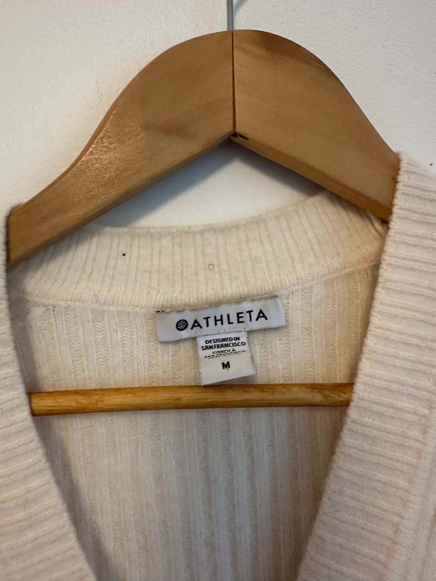 Athleta Layover Cardigan in Ivory Merino Wool Blend | Size Medium