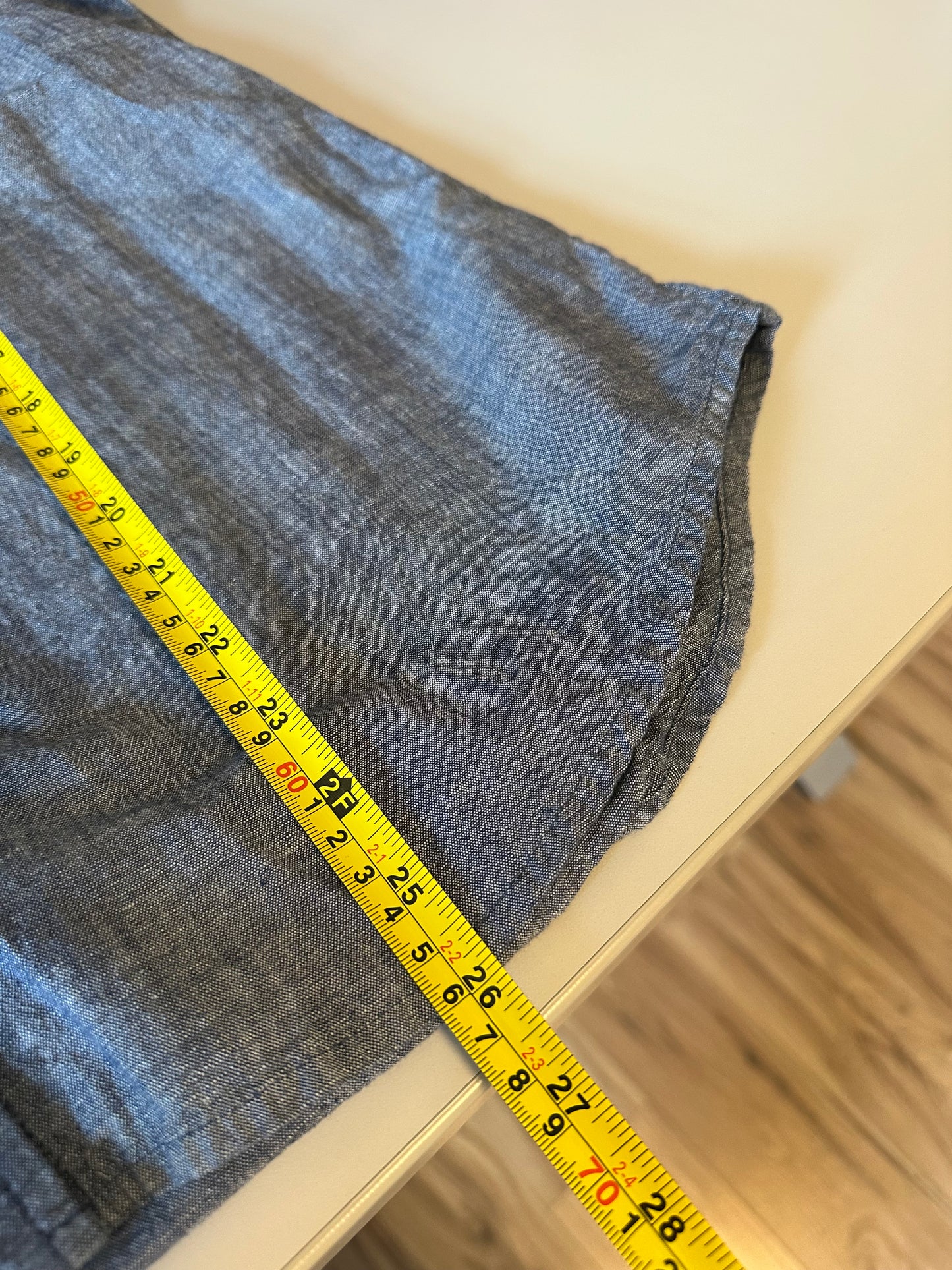 Stio Blue Organic Cotton Chambray Western Button Down Shirt | Size Large