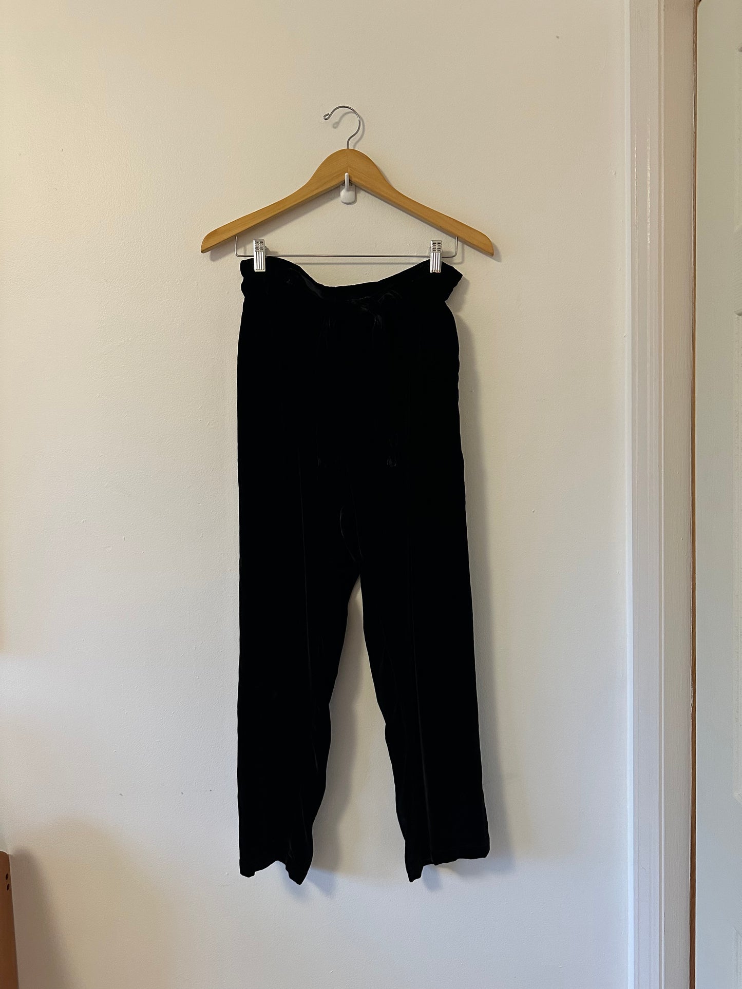 Emerson Fry Black Silk Velvet Paris Pants | Size Small